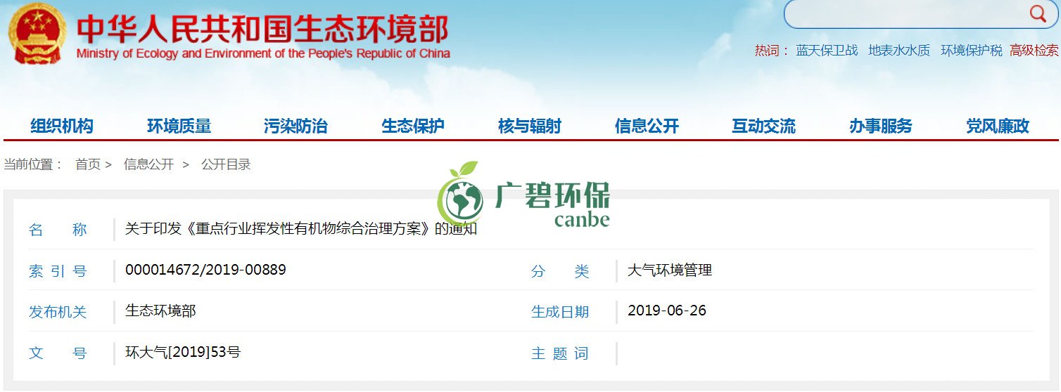 生態環境部印發《重點行業揮發性有機物綜合治理方案》(圖1) 生態環境部印發《重點行業揮發性有機物綜合治理方案》(圖1)